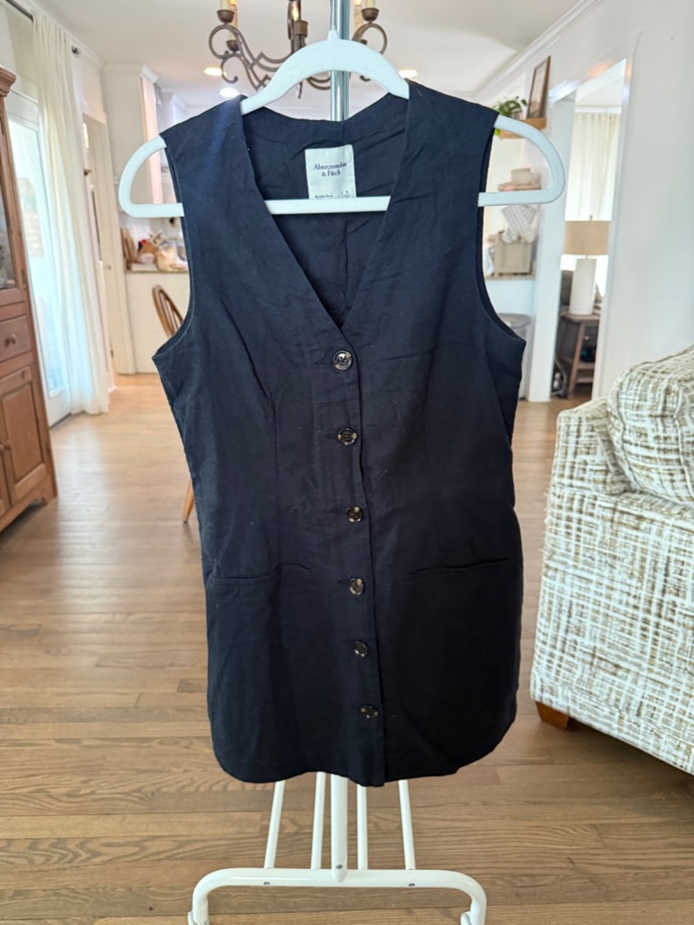 Abercrombie & Fitch Mara Linen Blend Mini Dress Black